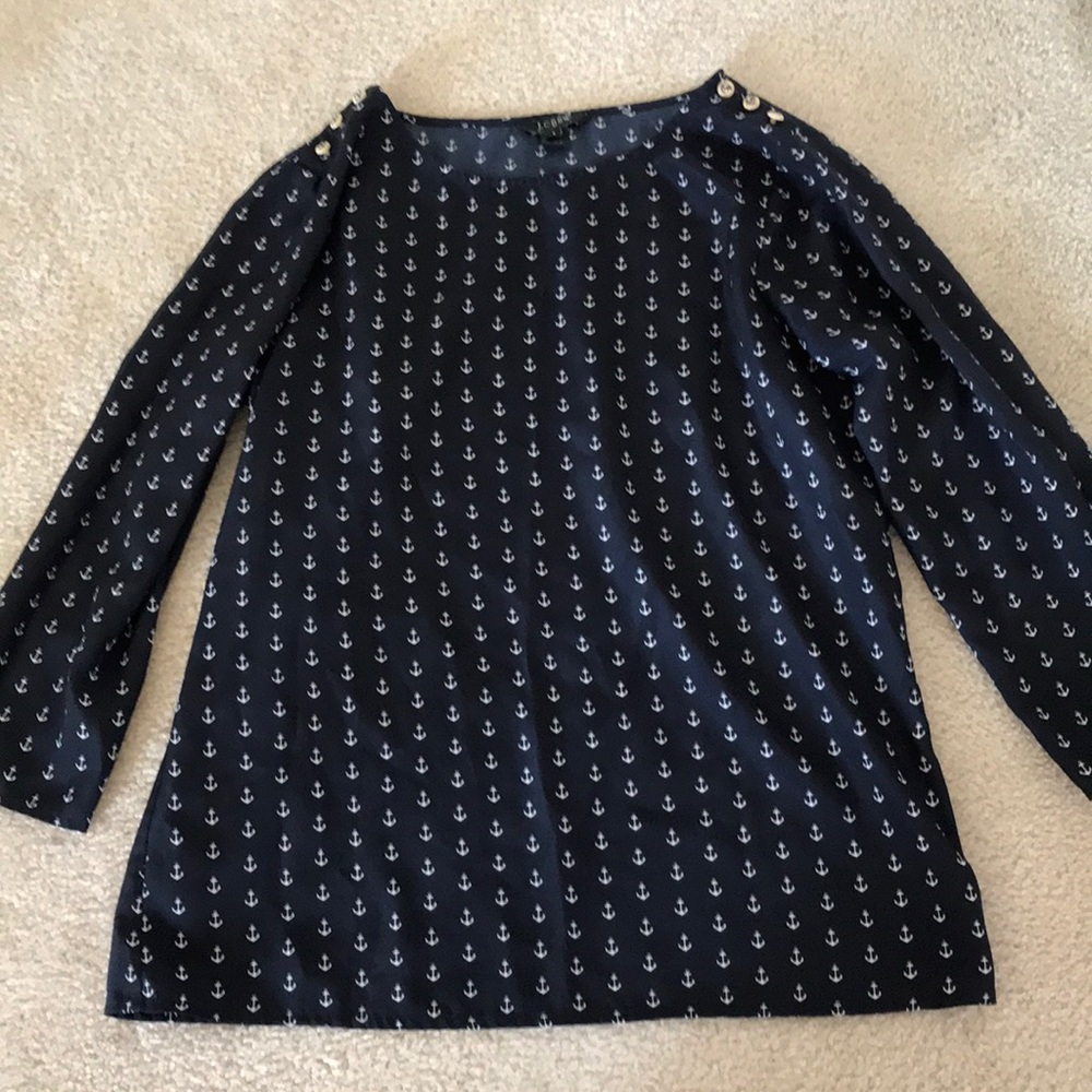 JCrew Navy Anchor Boatneck Top